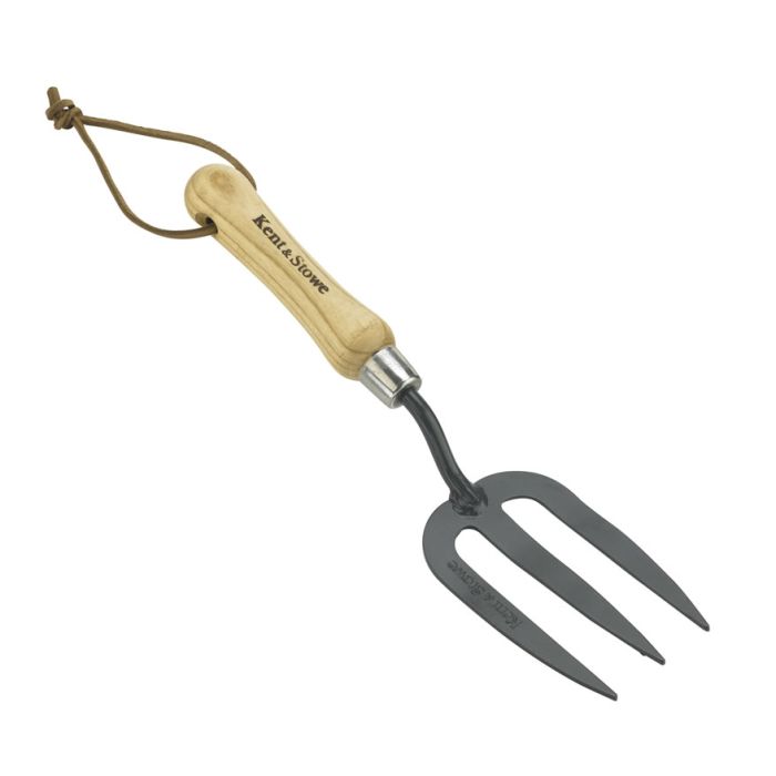 Kent & Stowe Carbon Steel Hand Fork SKU 70100272 with ash wood handle and 315mm length
