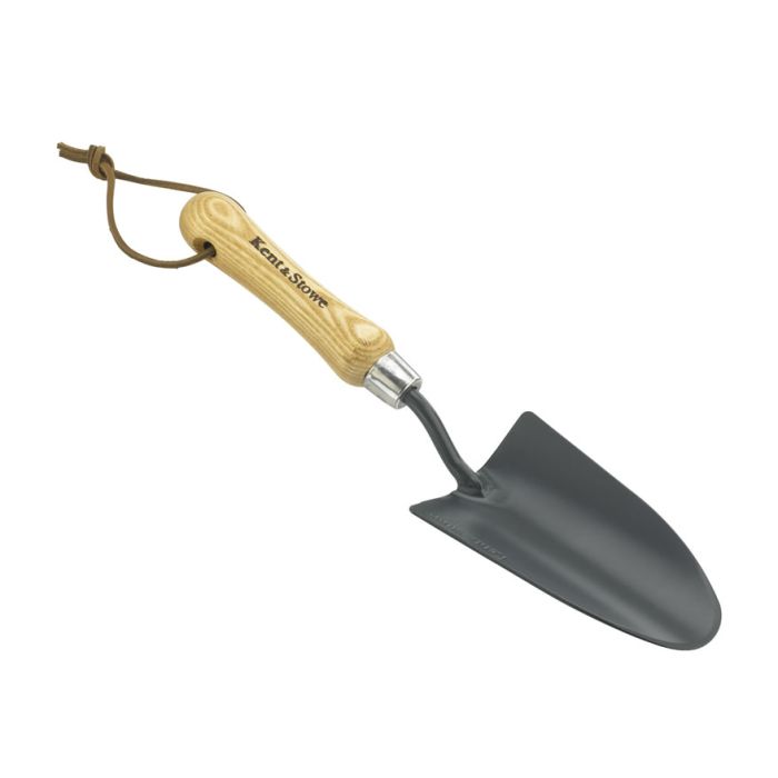 Kent & Stowe 70100277 carbon steel hand trowel with ash wood handle and 320mm length