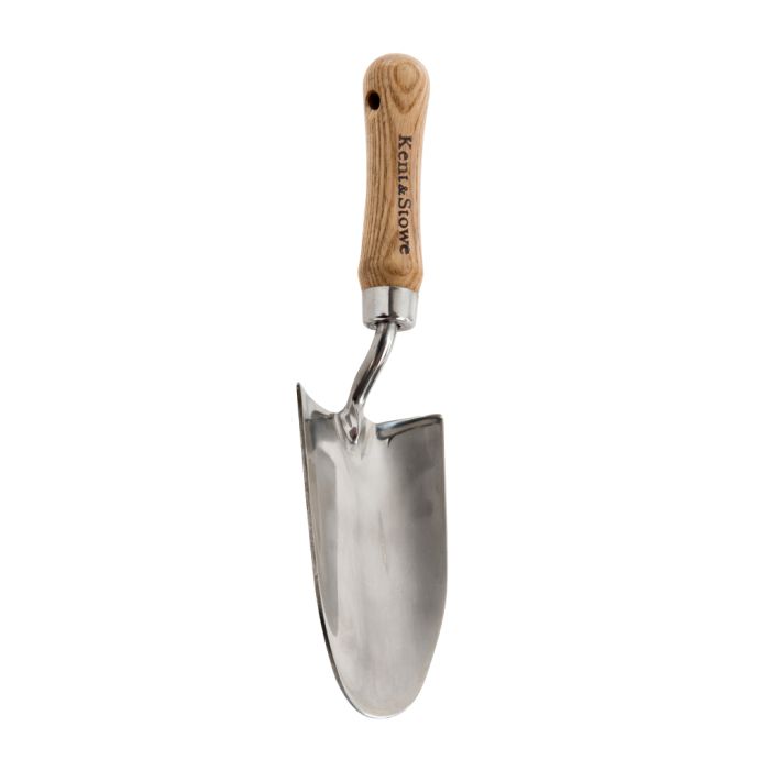 Kent & Stowe Garden Life Stainless Steel Hand Trowel with ash wood handle, 250mm length and 0.196kg weight