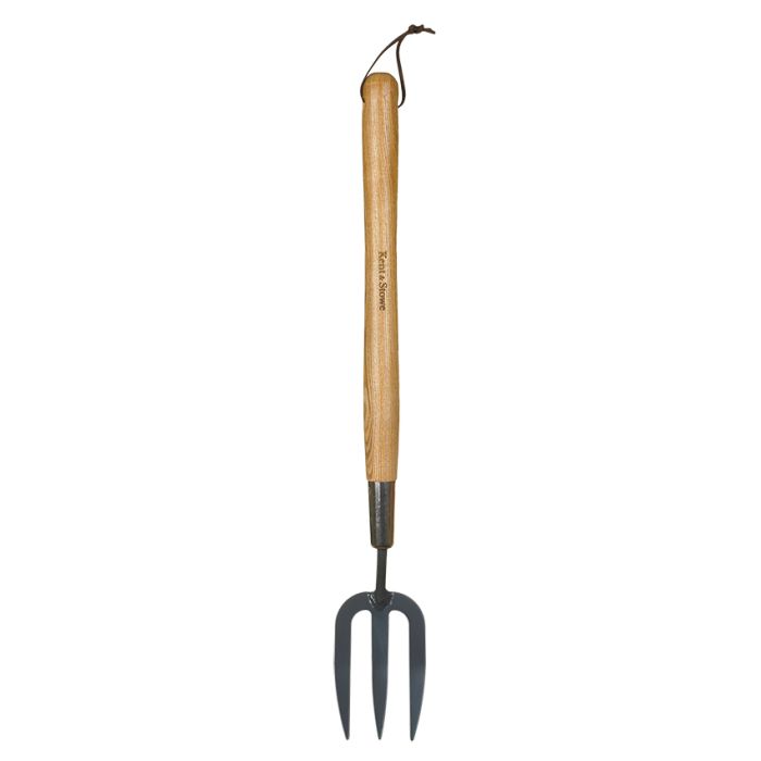 Kent & Stowe Carbon Steel Border Hand Fork FSC 580mm with carbon steel head and ash wood handle