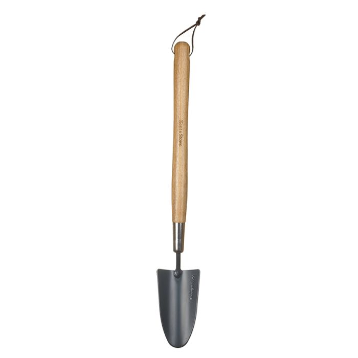 Kent & Stowe Carbon Steel Border Hand Trowel 70100304 with ash wood handle and carbon steel head, 595mm