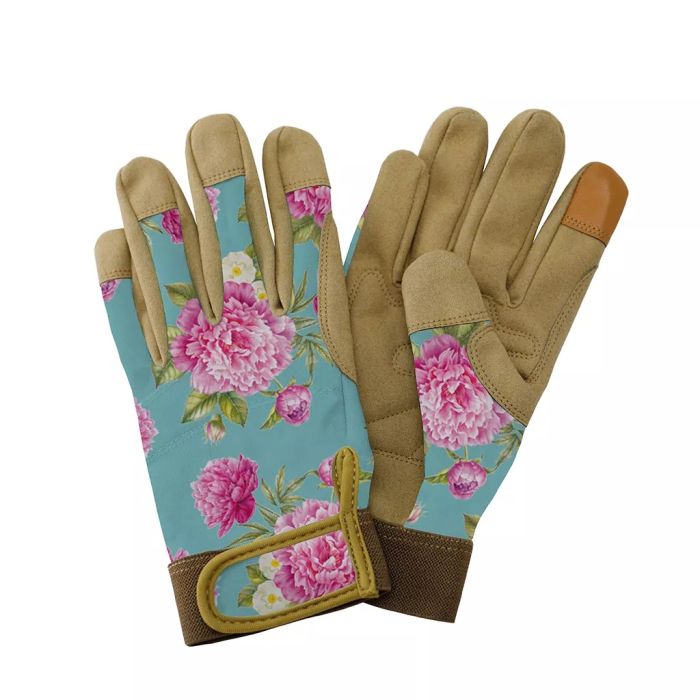 Kent & Stowe Aqua Peony Comfort Gloves Size Small in aqua peony