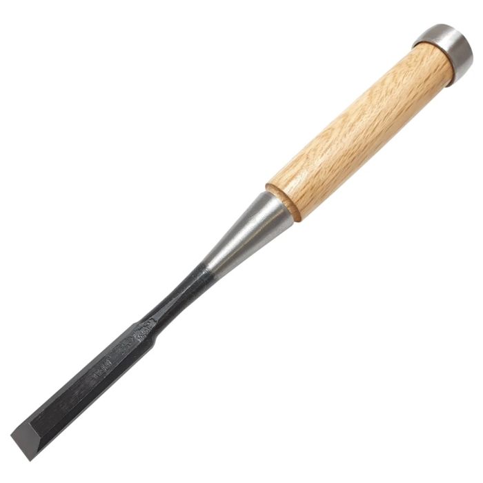 Asahi NK-112 Japanese 12mm Shirogami Nomi Chisel with red oak handle and iron hoop