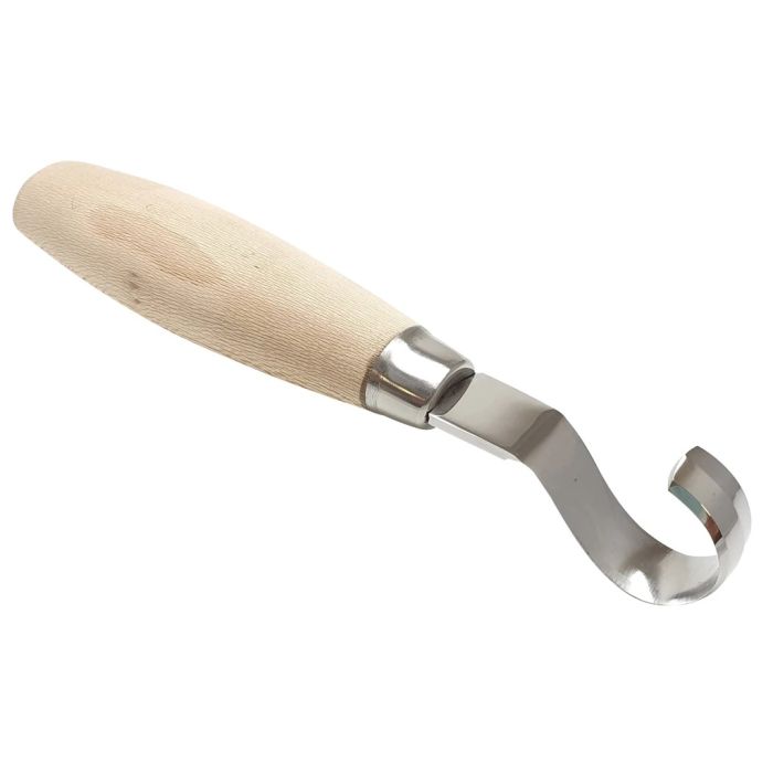 Beber BEBDEHK1 Deep Profile Double Edged Hook Knife with 1095 high carbon tool steel blade and beech handle