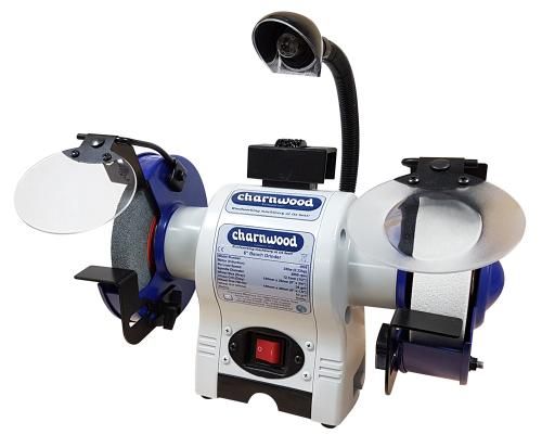Charnwood BG6 6 bench grinder with 20mm grey stone and 40mm white stone