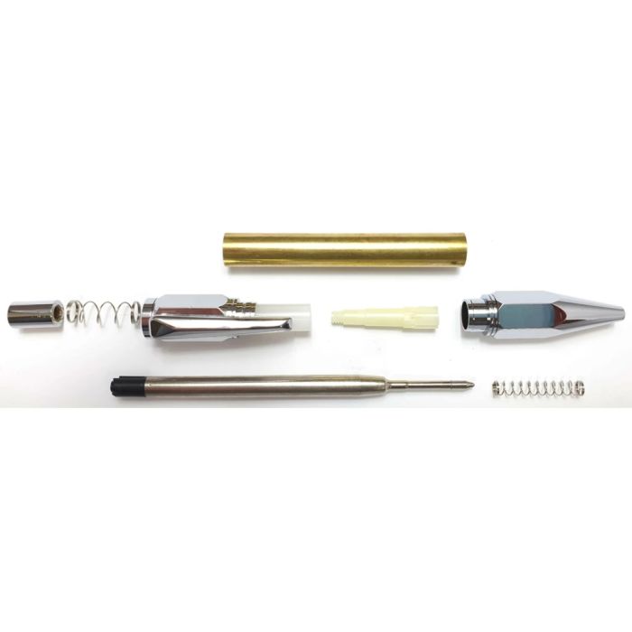 Charnwood HC2 Hexagonal Click Pen in Chrome with pearl pink crush acrylic blank