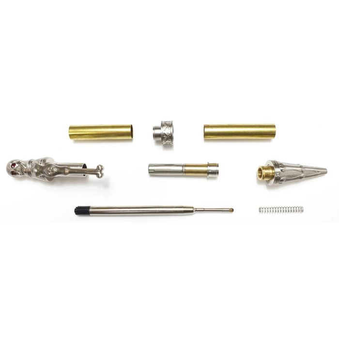 Charnwood Pirate Skull Twist Pen in Antique Silver