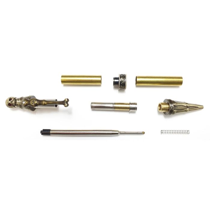 Charnwood PS2 Pirate Skull Twist Pen in Antique Bronze