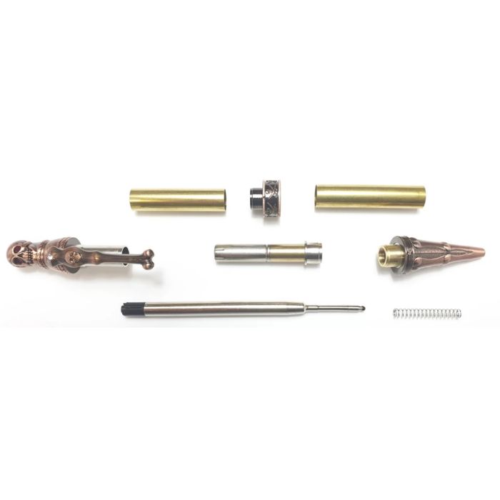 Charnwood Pirate Skull Twist Pen PS3 in Antique Rose Copper