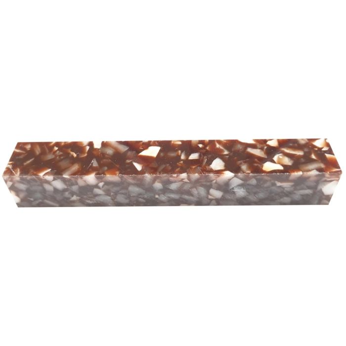 Charnwood AB13 Crush Acrylic Pen Blank, 20x20x130mm, Coffee with white