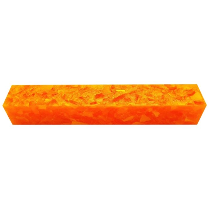 Charnwood AB14 Crush Acrylic Pen Blank measuring 20mm x 20mm x 130mm in orange with white