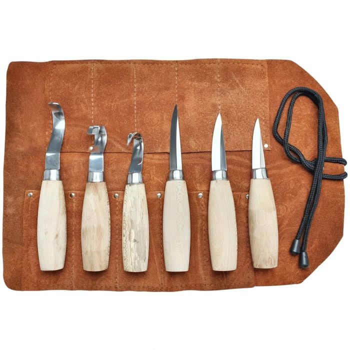 Beber BEBKIT1 Whittling 6 Piece Set in a Leather Tool Roll