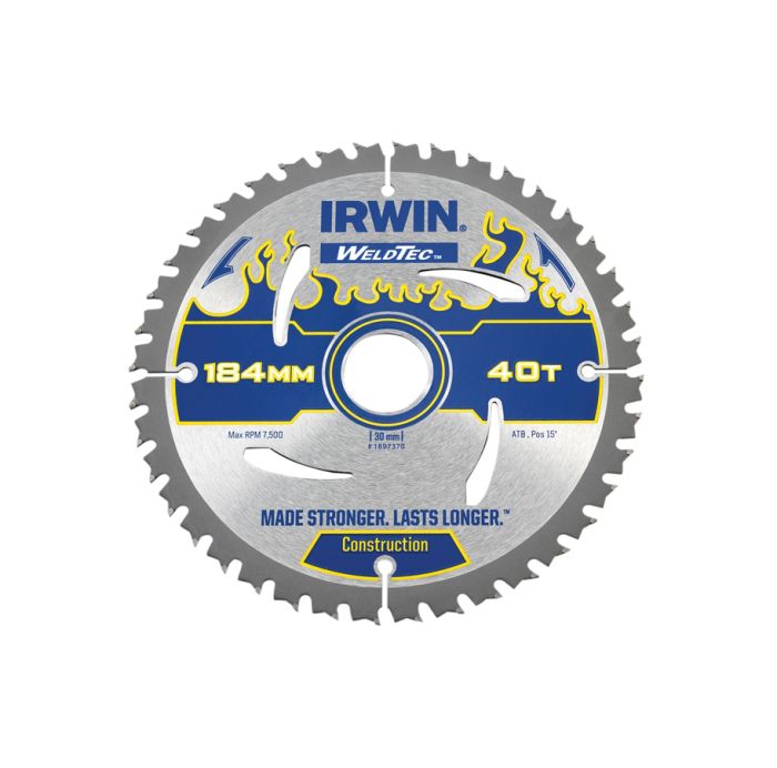 Irwin IRW1897370 Weldtec Circular Saw Blade 184 x 30mm x 40T ATB