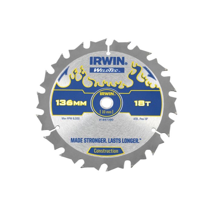 Irwin IRW1897390 Weldtec Cordless Circular Saw Blade 136 x 10mm 18T