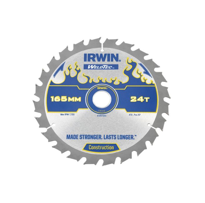 Irwin IRW1897393 Weldtec Cordless Circular Saw Blade 165 x 20mm 24T