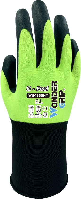 Wonder Grip WG-1855HY U-Feel Size L high-visibility yellow gloves