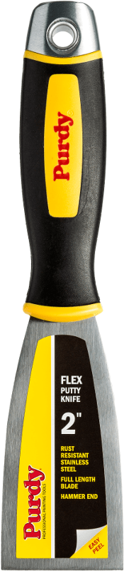 Purdy 2-inch Premium Flex Putty Knife with stainless steel blade and rubberized grip