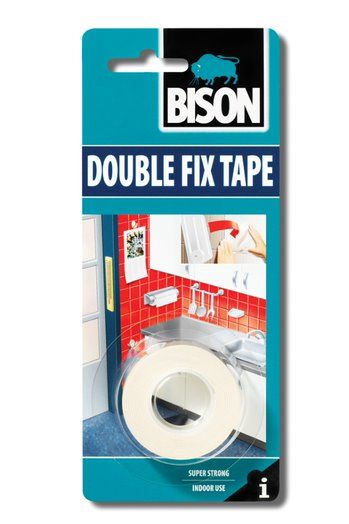 Bison Double Fix Tape Roll White 1.5m double-sided mounting tape