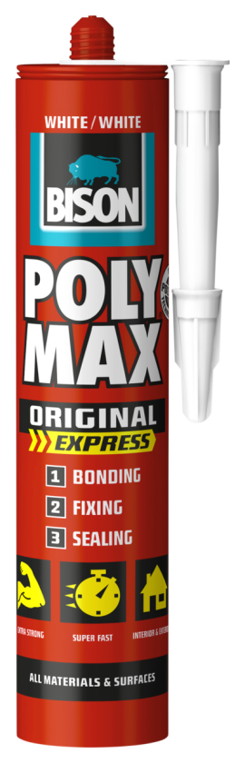 Bison Poly Max Express 425g white universal assembly adhesive and sealant