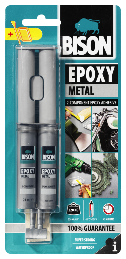 Bison 2-Component Epoxy Metal Adhesive 24ml metal-coloured
