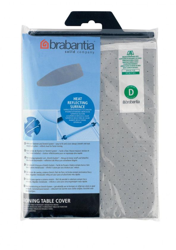 Brabantia 264528 Heat Reflecting Ironing Board Cover Size D 135cm x 45cm in metallised cotton