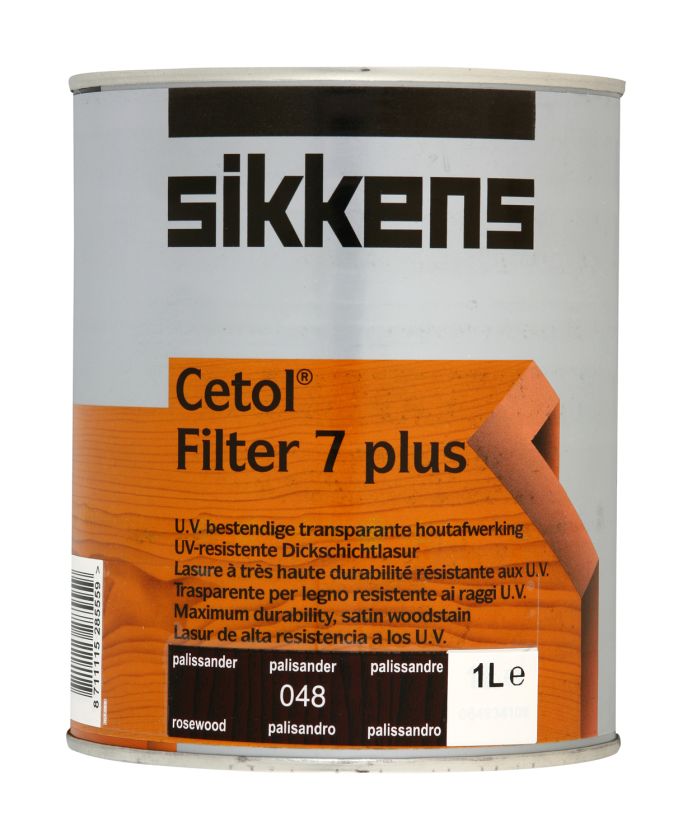 Sikkens Filter 7 Plus Rosewood 1L solvent-borne woodstain with a satin finish