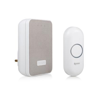 Byron DBY-22322UK Wireless Plug In Doorbell Set 150m Range 16 Melodies Grey White