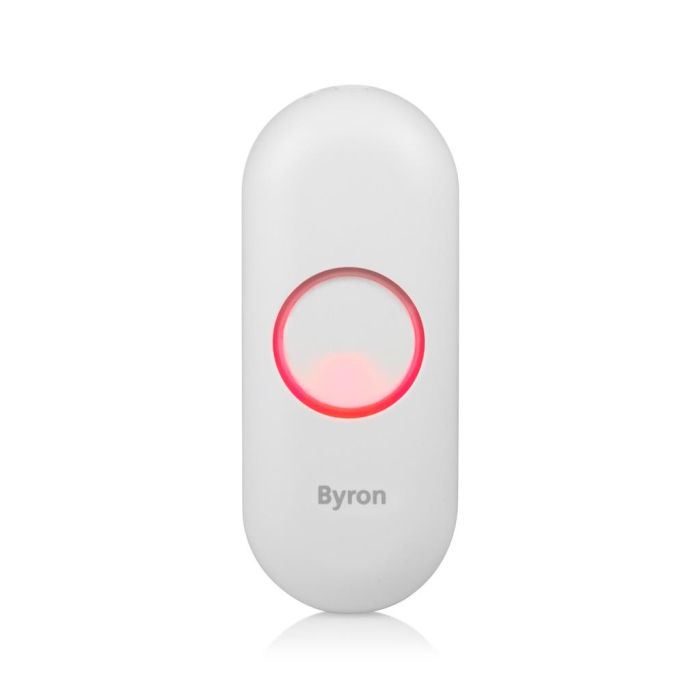 Byron DBY-23510 Wireless Bell Push Button with 100m range and LED illumination in white