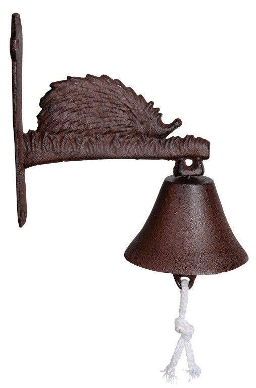 Fallen Fruits DB23 cast iron hedgehog doorbell, measuring 20.6 x 10.7 x 20.7cm