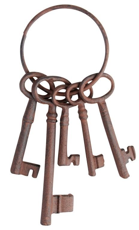 Fallen Fruits DB53 cast iron keys, small decorative keyring measuring 8.9 x 4.3 x 22.5 cm