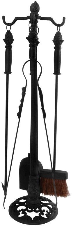 Fallen Fruits FF70B Fireplace Tools (4) With Stand in black