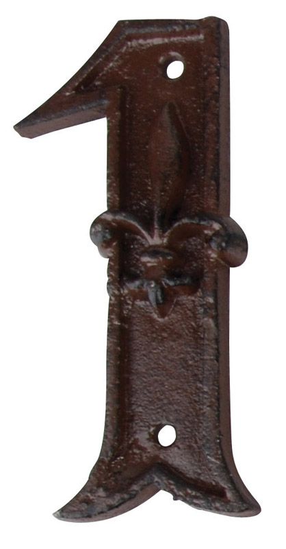 Fallen Fruits DB62-1 Cast Iron House Number 1 with a flure-de-lis motif
