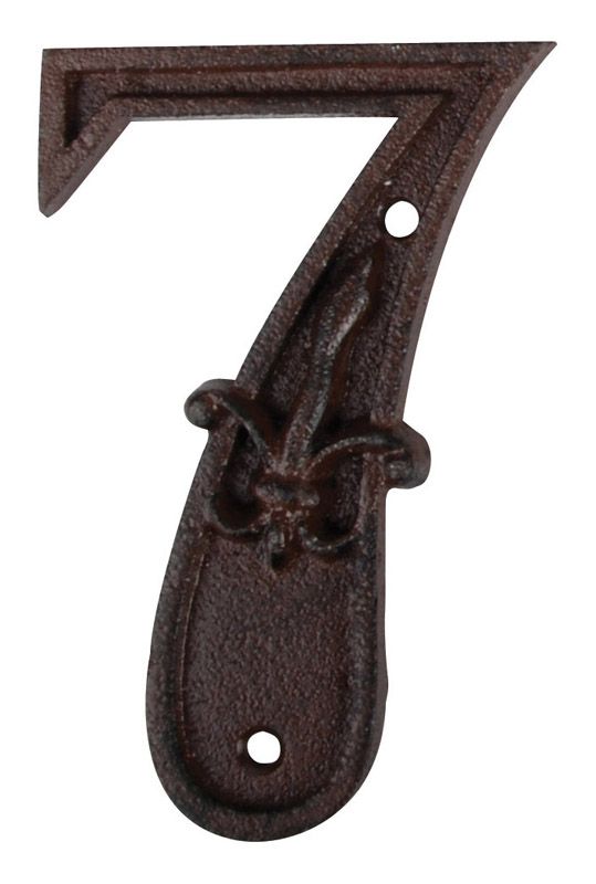 Fallen Fruits DB62-7 cast iron house number 7 with fleur-de-lis motif