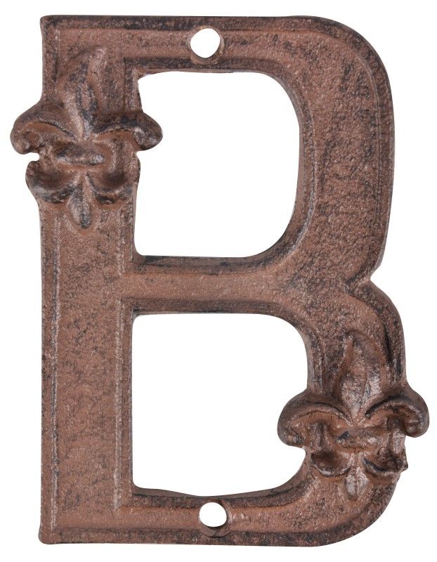 Fallen Fruits DB62-B cast iron house letter B measuring 9.5 x 1.2 x 12.2 cm
