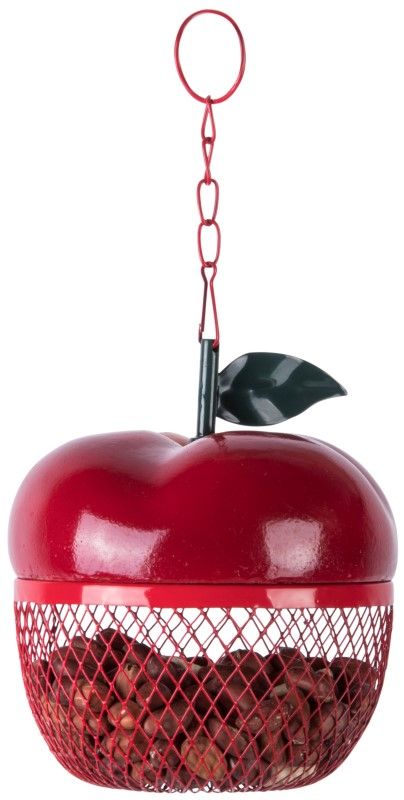 Fallen Fruits FB425 Apple Shape Nut Feeder, 12.5x12.5x14.5 cm, shiny red