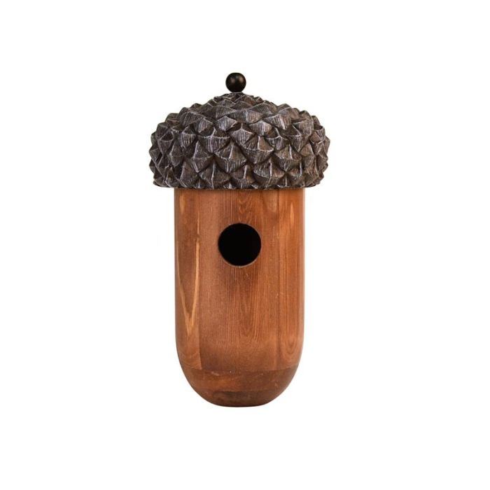 Fallen Fruits NK83 acorn shaped bird house measuring 13.9x13.9x25.3 cm for wrens