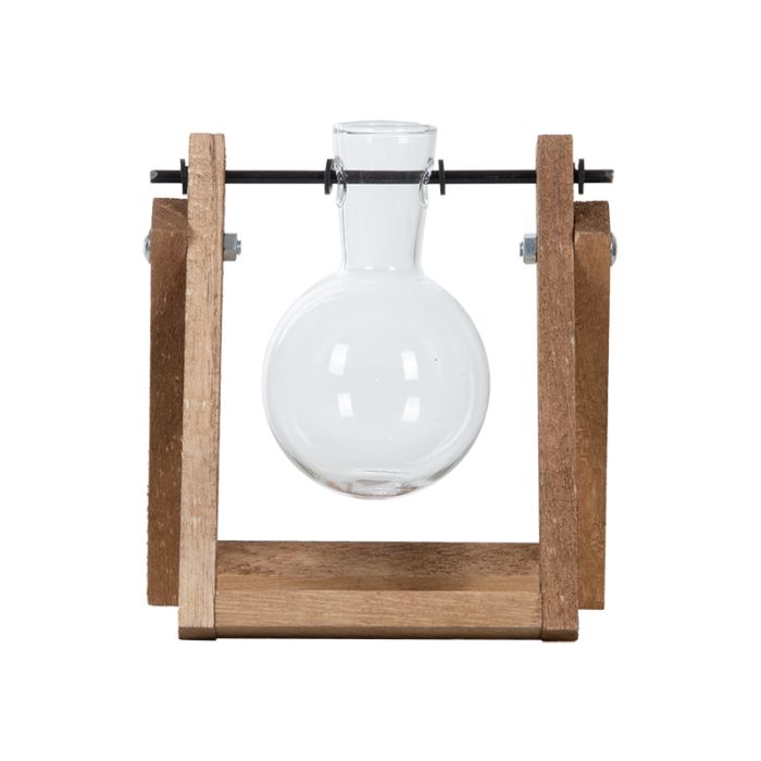 Fallen Fruits AGG98 cutting vase with wooden stand and glass vase, 13.1x6.4x14.5 cm
