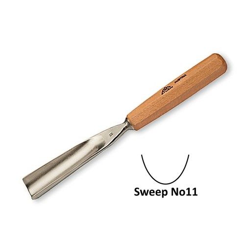 Stubai Straight Carving Gouge No11 Sweep 10mm with beechwood handle and alloyed steel blade