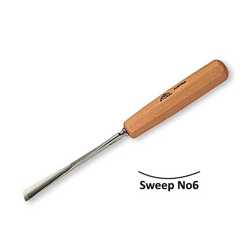 Stubai No6 Sweep 10mm straight carving gouge with octagonal beechwood handle and polished alloy steel blade
