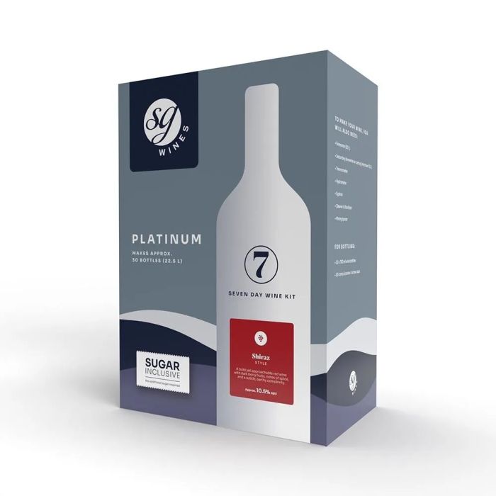 SG Wines Platinum Shiraz Wine Making Kit for 30 bottles