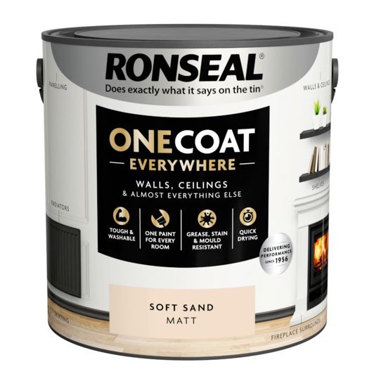 Ronseal One Coat Everywhere Matt Paint - Soft Sand - 2.5L