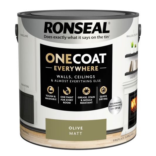 Ronseal One Coat Everywhere Matt Paint - Olive - 2.5L
