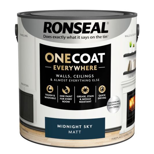 Ronseal One Coat Everywhere Matt Paint in Midnight Sky, 2.5L