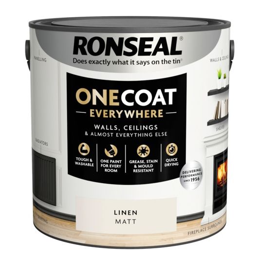 Ronseal One Coat Everywhere Matt Paint - Linen - 2.5L