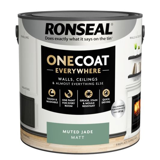 Ronseal One Coat Everywhere Matt Paint, Muted Jade, 2.5L