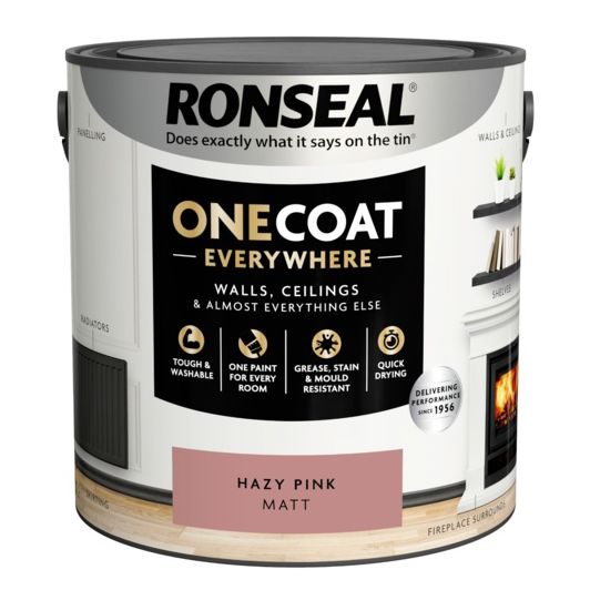 Ronseal One Coat Everywhere Matt Paint - Hazy Pink - 2.5L