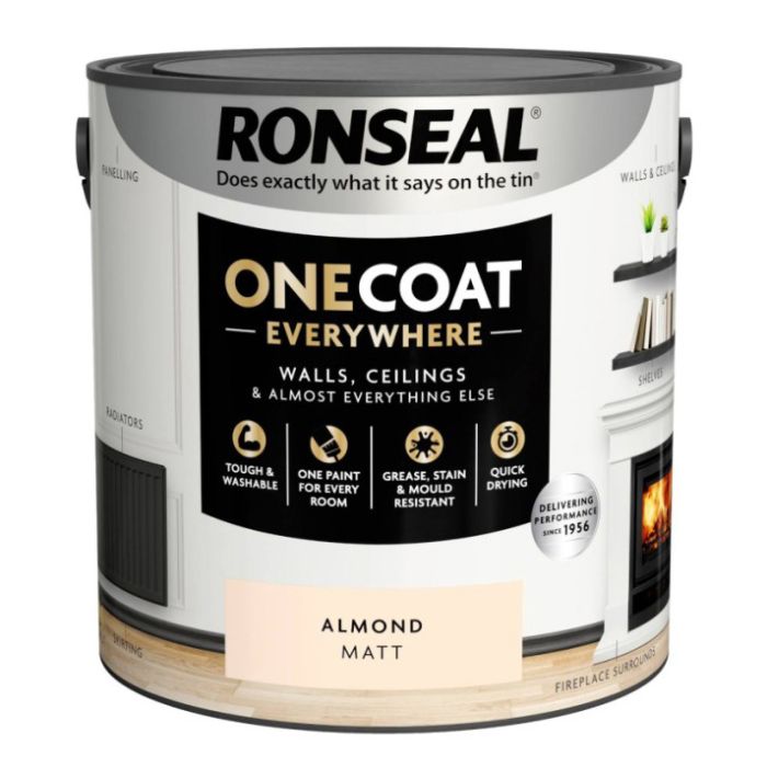 Ronseal One Coat Everywhere Matt Paint - Almond - 2.5L