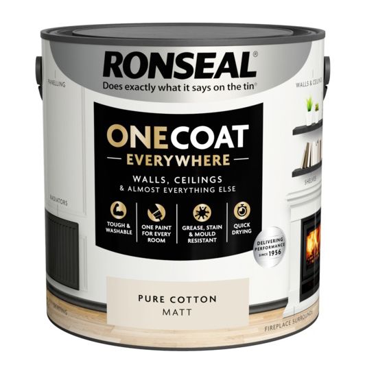 Ronseal One Coat Everywhere Matt Paint Pure Cotton 2.5L