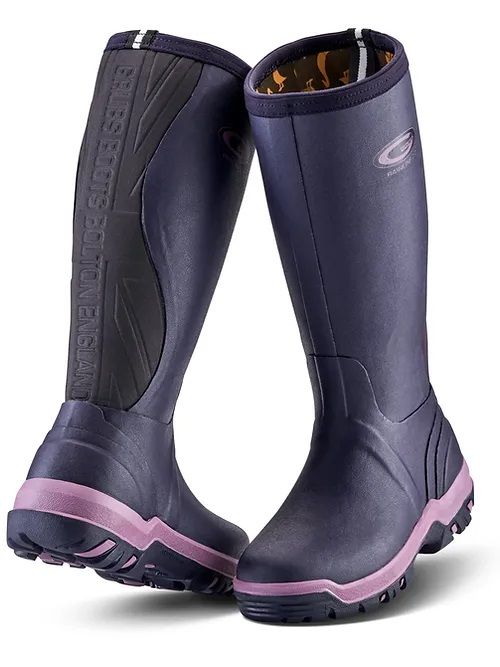 Grubs Rainline 2.0 Wellington Boots in aubergine, size 7