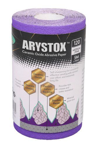 Axus Decor Arystox Ceramic Oxide Abrasive Paper, 5m x 115mm, 120 Grit, onyx series